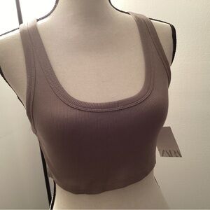 zara micro crop cocoa brown tank NWT